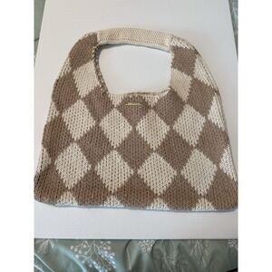 Kopari‎ Thick Knit Ivory/tan Geometric Design Shoulder Bag